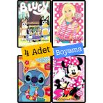 4'lü Bluey Karakterleri Mickey Mouse Barbie Min Boyama Kitabı Seti(Boyama, Sticker, Arka Kapak Maske)