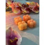 4'lü Bubble Küp Mum Seti | 4x4 cm Dekoratif Mum Kayısı Turuncusu - Yavruağzı - 4 Adet