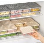 4'lü Buzdolabı Düzenleyici Difriz-Mikrodalga Uyumlu Saklama Kabı Antrasit 4 x 2400 ml - Beyaz - Gri