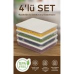 4'lü Buzdolabı Düzenleyici Difriz-Mikrodalga Uyumlu Saklama Kabı Antrasit 4 x 2400 ml - Beyaz