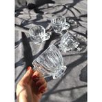 4'Lü Cam Çay Bardağı Kulplu Ayaklı Çay Kupa Bardak 205 Ml- Mercan