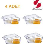4'lü Cam Saklama Kabı, Bölmeli, 480 Cc, Turuncu, Pratik ve Şık Kullanım. - Altın - Seçenek 1