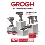 4Lü Combo Akülü Şarjlı Matkap Taşlama Seti 20V 4Ah Set 2(Brushless Motor)(Grx9202s) Siyah Gri Darbeli 1 Set