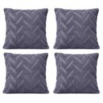 4’lü Dekoratif Peluş Kırlent Kılıfı Seti, İskandinav Zigzag Balıksırtı Desenli, Modern Salon ve Koltuk Yastık Kılıfı, 42x42 cm (Antrasit (Balıksırtı))