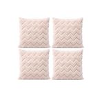 4’lü Dekoratif Peluş Kırlent Kılıfı Seti, İskandinav Zigzag Balıksırtı Desenli, Modern Salon ve Koltuk Yastık Kılıfı, 42x42 cm (Vizon (Zigzag))