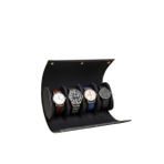 4’lü Deri Saat Kutusu Silindir Tasarım Taşınabilir Saat Saklama Organizer 24x11x7 cm(Siyah)