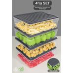4'lü Derin Buzdolabı Organizer Set Düzenleyici Saklama Kabı Mikrodalga Difriz Kabı 5300ML - Beyaz Gri