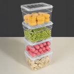 4'lü Derin Mikrodalga Uyumlu Erzak Gıda Saklama Kabı - Şeffaf Kapak Düzenleyici Organizer Set 1100ML