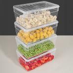 4'lü Derin Mikrodalga Uyumlu Erzak Gıda Saklama Kabı - Şeffaf Kapak Düzenleyici Organizer Set 2500ML