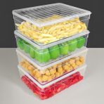 4'lü Derin Mikrodalga Uyumlu Erzak Gıda Saklama Kabı - Şeffaf Kapak Düzenleyici Organizer Set 5300ML