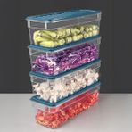 4'lü Derin Mikrodalga Uyumlu Organizer Set Düzenleyici Gıda Erzak Saklama Kabı 2470ML Mavi