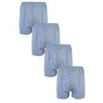 4lü Erkek Düğmeli Boxer Ekonomik %100 Pamuklu Paçalı Don Gri S