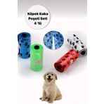 4'lü Evcil Hayvanlar İçin Pati Desenli Kedi Köpek Kaka Poşeti