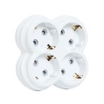 4lü Golyat Fiş, Dörtlü Topraklı Priz Çoklayıcı Fiş, 16A 250 Volt, Max 3600 Watt (Beyaz)