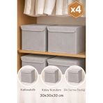 4’lü Gri Kumaş Dolap Içi Düzenleyici, Katlanabilir Saklama Kutusu 30X30X30 cm - Seçenek 1 - Antrasit