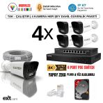 4'Lü Ip Kamera-Poeli-5Mp-Ultra Hd-4K 1920 Çözünürlük-Sesli-Gece Renkli Görüş-İnsan Ve Plaka Algılamalı Set