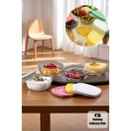 4'lü Kapaklı Cam Kase Seti Pudding Saklama Kabı 310CC Kahvaltılık Organizer Piknik Seti Kahvaltılık - 4'lü Set - Renkli