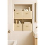4’lü Krem Kumaş Dolap Içi Düzenleyici Kutu - 30X30X30 cm Katlanabilir Çok Amaçlı Saklama Kutusu - Diğer