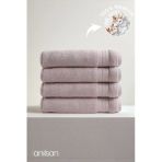 4'Lü Lila Bej Banyo Havlusu - 70X140 Cm, 420 Gr, %100Pamuk, Spa Ve Otel Havlusu, Günlük Kullanıma Uygun