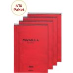 4'lü Manilla A5 Çizgili Kırmızı Bloknot 4X140 Sayfa