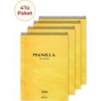 4'lü Manilla A5 Çizgili Sarı Bloknot 4X140 Sayfa