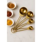 4'lü Metal Saplı Gold Touch Premium Ölçü Kaşık Seti Küçük Boy Baharat Kaşığı - Altın