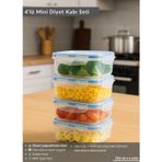 4'lü Mini Diyet Kabı Seti Bpa Free Hava Almaz Saklama Kabı Çıkarılabilir Bölmeli Gıda Kutusu 350 ml