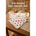 4'Lü Modern Desenli Müslin Bebek Ağız Mendili Günlük Kullanım İçin Yumuşak Dokulu 25 X 25 Cm