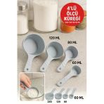 4’Lü Ölçü Küreği Seti 240-120-80-60 Ml | Un Şeker Baharat Ölçü Kaşığı | Mutfak Hamur Hazırlık