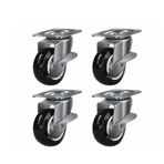 4'lü Paket 1 inç Döner Tekerlekler Kasnaklar Sabit Tekerlekler Frenli Sessiz Araba Tekerlekleri Ağır Nesneleri Taşımak için Ağır Hizmet Tekerlekleri(4 braked swivel casters)