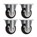 4'lü Paket 1 inç Döner Tekerlekler Kasnaklar Sabit Tekerlekler Frenli Sessiz Araba Tekerlekleri Ağır Nesneleri Taşımak için Ağır Hizmet Tekerlekleri(4 fixed wheels)