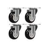 4'lü Paket 1 inç Döner Tekerlekler Kasnaklar Sabit Tekerlekler Frenli Sessiz Araba Tekerlekleri Ağır Nesneleri Taşımak için Ağır Hizmet Tekerlekleri(4 swivel wheels)