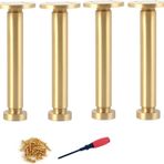 4'lü Paket Ayarlanabilir Prinç Mobilya Ayakları, Metal Koltuk Destek Ayakları, Dolap için, Sehpa, TV Sehpası, Banyo Dolabı, Kanepe, Sandalye - Altın Kaplama, 130 mm/5,12 inç