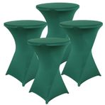4'lü Paket Koyu Yeşil Esnek Spandex Kokteyl Masa Örtüsü, Yuvarlak Masalar için Uygun, Düğün, Parti, Ziyafet, Doğum Günü için Mükemmel - 60x110 cm