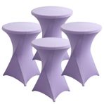 4'lü Paket Mor Spandeks Yuvarlak Masa Örtüsü, Düğün, Doğum Günü, Açık Hava Partileri ve Ziyafetler için 80x110cm Kokteyl Örtüleri - Şık ve Esnek Masa Dekorasyonu