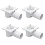 4’lü Paket Plastik Yer Sifonu 10x10 cm Kare Izgaralı – 50 mm Yandan Çıkışlı ABS Plastik Banyo Duş Balkon Tahliye Süzgeci