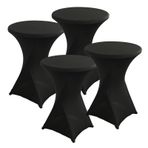 4'lü Paket Siyah Yüksek Streç Spandeks Kokteyl Masa Örtüsü, Düğün, Parti, Ziyafet, Doğum Günü, Bar Etkinlikleri için 60x110 cm - Zarif Süslemeler için Çok Yönlü Masa Örtüleri