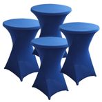 4'lü Paket Spandex Kokteyl Masa Örtüsü, Düğün, Parti, Ziyafet, Doğum Günü Etkinlikleri için Yüksek Esnek Poseur Masa Örtüleri - Mavi, 80x110 cm, Bar Masaları için Mükemmel