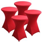 4'lü Paket Yüksek Streç Spandeks Kokteyl Masa Örtüleri - Düğün, Parti, Ziyafet, Doğum Günü, Bar Masaları için Kırmızı Poseur Kılıfları - 60x110 cm, Zarif Etkinlikler için Mükemmel