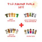 4'LÜ PARMAK KUKLA SETİ: Sevimli Aile & Nesli Tükenen, Vahşi ve Çiftlik Hayvanları
