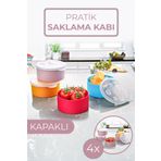 4'lü Plastik Mini Saklama Kabı
