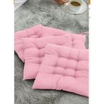 4’lü Sandalye Minderi – Bağcıklı, Çökme Yapmaz Sünger Dolgulu, Yıkanabilir – 40x40 cm (Pembe)