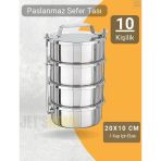 4’lü Sefer 20x10 Cm Tası Yemek Taşıma Kabı Paslanmaz Çelik No:5 Kapasite 10 Kişilik