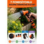 4’Lü Set - 7 Fonksiyonlu Bahçe Sulama Tabancası Hortum Başlığı Araç Yıkama Aparatı 4 Parça