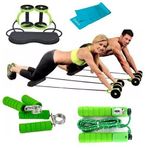 4'lü Set Karın Kası Bel Kol Bacak Spor Aleti Egzersiz Pilates Spor Bandı El Yayı Atlama İpi