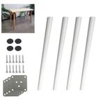 4'lü Set Masif Meşe Konik Mobilya Ayakları 80 cm Yükseklik Yemek Masası Masası Kanepe ve Sandalye için Beyaz Kaplama Aksesuarlarla Şık ve Dayanıklı Yedek Ayaklar