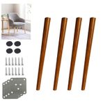 4'lü set, masif meşe mobilya ayakları, 50 cm, kahverengi koni şeklinde ayaklar, kanepe, çalışma masası, yemek masası, kolay kurulum için montaj aksesuarları içerir