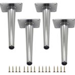 4'lü Set Metal Mobilya Ayağı Ayarlanabilir Düz Konik Masa Ayağı Kanepe Dolabı Masa Yatağı Dolap Ayakları Gümüş 50 cm