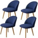 4'lü Set Modern Kadife Esnek Sandalye Kılıfı Yemek Odası Sandalyeleri için - Kavisli Sırt ve Kolsuz Tasarımlı İskandinav Tarzı Koltuk Kılıfları - Ofis Koltuğu Koruyucuları - Mavi - Yüksek Arkalık