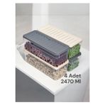 4'lü Set Renkli Derin 2470 ml Buzdolabı Düzenleyici Buzluk ve Mikrodalga Saklama Kabı 4X2470